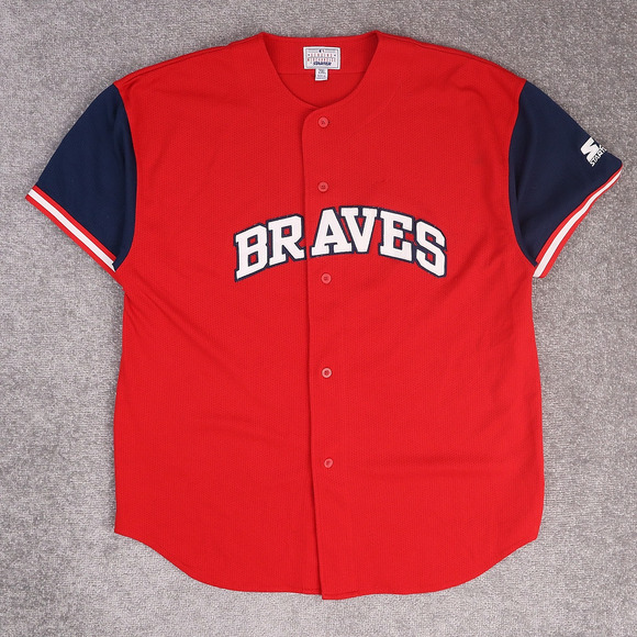 STARTER Other - VTG Starter Atlanta Braves Baseball 2XL Red Short Sleeve Button Jersey Shirt